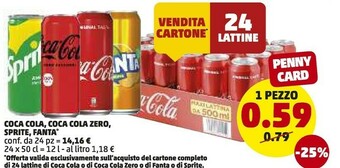 PENNY Coca Cola /coca Cola Zero/ Sprite /fanta offerta