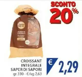 Mercatò Saper Di Sapori Croissant Integrale 330 G offerta