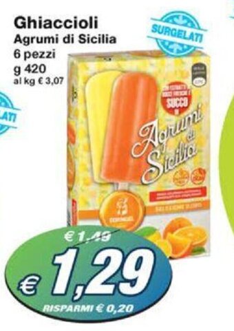 Prix Quality Ghiaccioli Agrumi di Sicilia 6 pezzi g 420 offerta