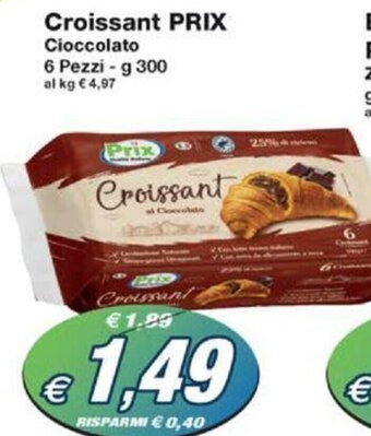 Prix Quality Croissant PRIX Cioccolato 6 Pezzi - g 300 offerta
