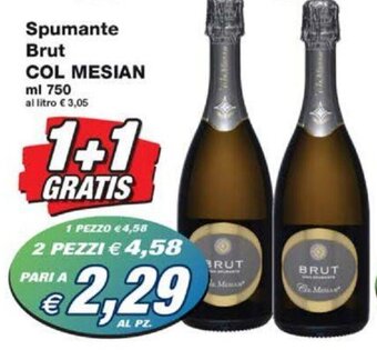 Prix Quality Spumante Brut COL MESIAN ml 750 offerta