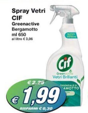 Prix Quality Spray Vetri CIF Greenactive Bergamotto ml 650 offerta