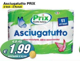 Prix Quality Asciugatutto PRIX 3 Veli - 3 Rotoli offerta
