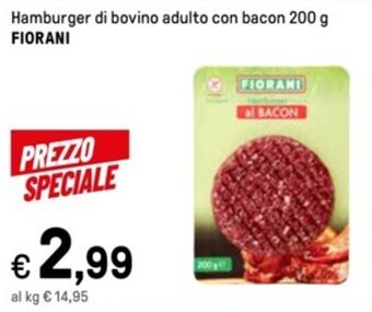 Iper La Grande Hamburger di bovino adulto con bacon 200 g FIORANI offerta