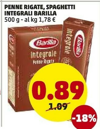 PENNY Barilla Penne Rigate, Spaghetti Integrali offerta