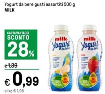 Iper La Grande Yogurt da bere gusti assortiti 500 g MILK offerta