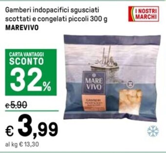 Gamberi indopacifici sgusciati scottati e congelati piccoli 300 g MAREVIVO