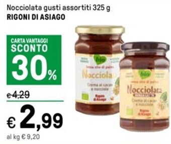 Iper La Grande Nocciolata gusti assortiti 325 g RIGONI DI ASIAGO offerta