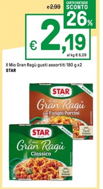 Iper La Grande Il Mio Gran Ragù gusti assortiti 180 g x2 STAR offerta