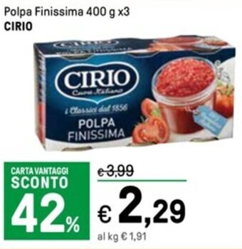Iper La Grande Polpa Finissima 400 g x3 CIRIO offerta