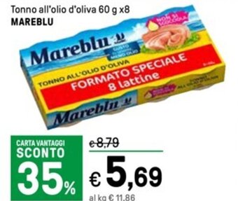 Iper La Grande Tonno all'olio d'oliva 60 g x8 MAREBLU offerta