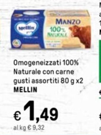 Omogeneizzati 100% Naturale con carne gusti assortiti 80 g x2 MELLIN