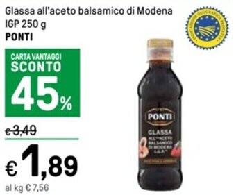Iper La Grande Glassa all'aceto balsamico di Modena IGP 250 g PONTI offerta