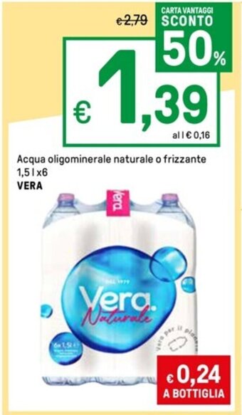 Iper La Grande Acqua oligominerale naturale o frizzante 1,51x6 VERA offerta