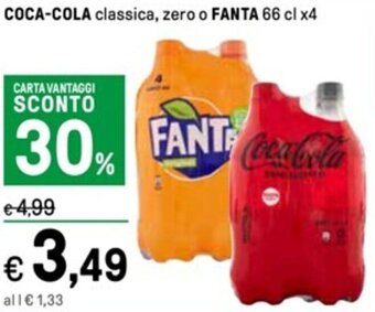 Iper La Grande COCA-COLA classica, zero o FANTA 66 cl x4 offerta