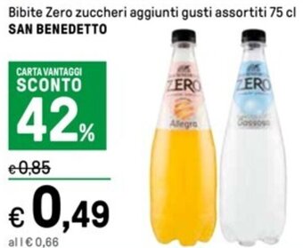 Iper La Grande Bibite Zero zuccheri aggiunti gusti assortiti 75 cl SAN BENEDETTO offerta