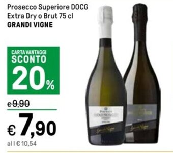 Iper La Grande Prosecco Superiore DOCG Extra Dry o Brut 75 cl GRANDI VIGNE offerta