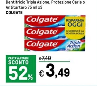 Iper La Grande Dentifricio Tripla Azione, Protezione Carie o Antitartaro 75 ml x3 COLGATE offerta