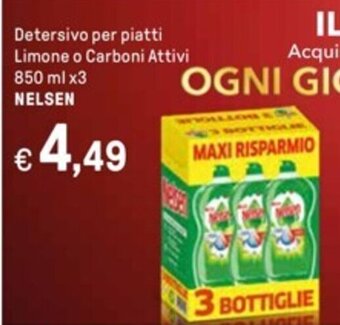 Iper La Grande Detersivo per piatti Limone o Carboni Attivi 850 ml x3 NELSEN offerta