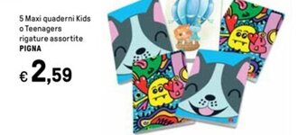 Iper La Grande 5 Maxi quaderni Kids o Teenagers rigature assortite PIGNA offerta