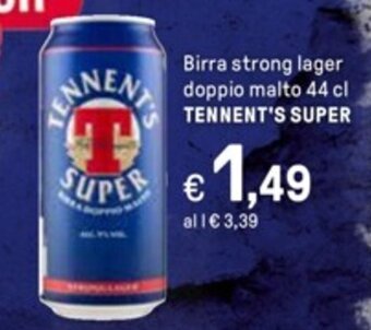 Birra strong lager doppio malto 44 cl TENNENT'S SUPER