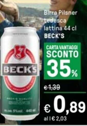 Iper La Grande Birra Pilsner tedesca lattina 44 cl BECK'S offerta