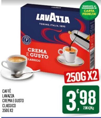 Despar CAFFE LAVAZZA CREMA E GUSTO CLASSICO 250G X2 offerta