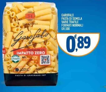 Orizzonte Supermercati GAROFALO PASTA DI SEMOLA VARIE TRAFILE FORMATI NORMALI GR.500 offerta