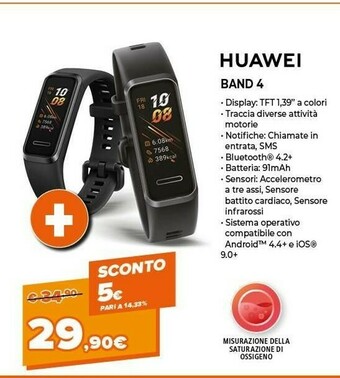 Expert Huawei Band 4 2,44 Cm (0.96") TFT Nero offerta