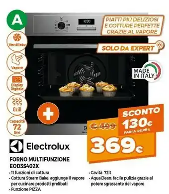 Expert Electrolux EOD3S40X Forno Elettrico 72 L Acciaio Inossidabile A offerta