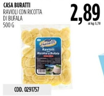 Carico Cash & Carry CASA BURATTI RAVIOLI CON RICOTTA DI BUFALA 500 G offerta