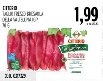 Carico Cash & Carry CITTERIO TAGLIO FRESCO BRESAOLA DELLA VALTELLINA IGP 70 G offerta