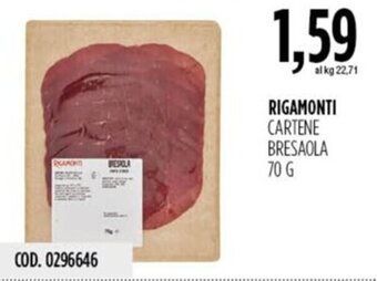 Carico Cash & Carry RIGAMONTI CARTENE BRESAOLA 70 G offerta