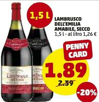 PENNY Lambrusco Dell'emilia Amabile Secco offerta