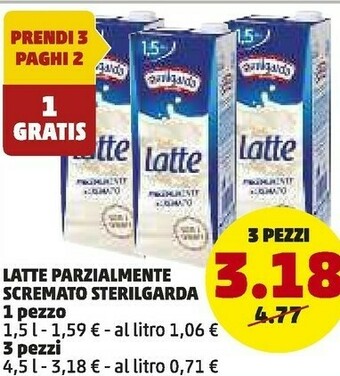 PENNY Sterilgarda Latte Parzialmente Scremato UHT 1500 G(ml) offerta