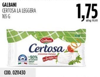 Carico Cash & Carry GALBANI CERTOSA LA LEGGERA 165 G offerta