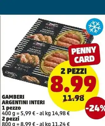 PENNY Gamberi Argentini Interi 400 G offerta