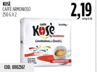 Carico Cash & Carry KOSE CAFFÈ ARMONIOSO 250 G X 2 offerta