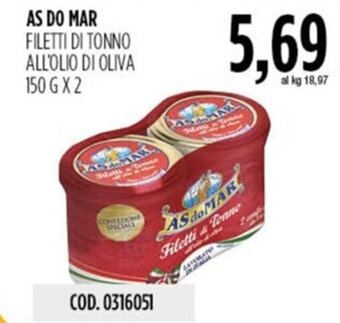 Carico Cash & Carry AS DO MAR FILETTI DI TONNO ALL'OLIO DI OLIVA 150 G X 2 offerta