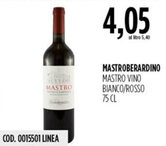 Carico Cash & Carry MASTROBERARDINO MASTRO VINO BIANCO/ROSSO 75 CL offerta