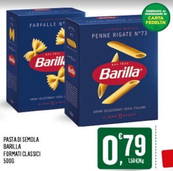Despar PASTA DI SEMOLA BARILLA FORMATI CLASSICI 500G offerta