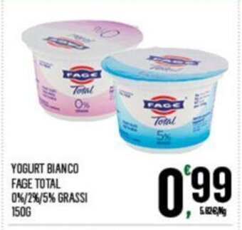 Despar YOGURT BIANCO FAGE TOTAL 0%/2%/5% GRASSI 150G offerta
