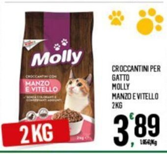 Despar CROCCANTINI PER GATTO MOLLY MANZO E VITELLO 2KG offerta