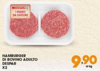Eurospar HAMBURGER DI BOVINO ADULTO DESPAR X2 offerta