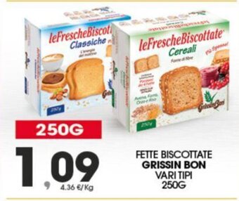 Eurospar FETTE BISCOTTATE GRISSIN BON VARI TIPI 250G offerta