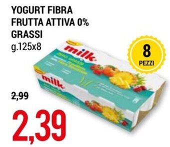Hardis YOGURT FIBRA FRUTTA ATTIVA 0% GRASSI g.125x8 offerta