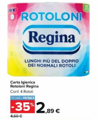 Carrefour Market Carta Igienica Rotoloni Regina Conf. 4 Rotoli offerta