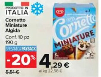 Carrefour Market Cornetto Miniature Algida Conf. 10 pz 190 g offerta