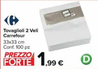 Carrefour Market Tovaglioli 2 Veli Carrefour 33x33 cm Conf. 100 pz offerta