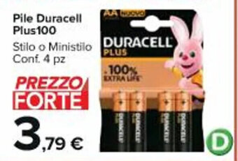 Carrefour Market Pile Duracell Plus 100 Stilo o Ministilo Conf. 4 pz offerta